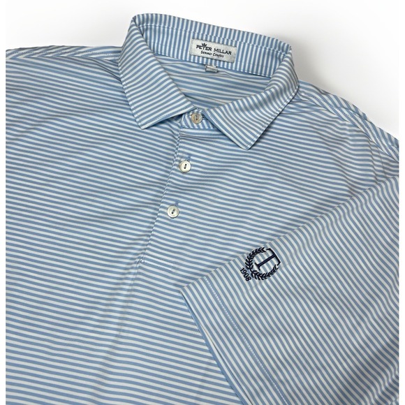 Peter Millar Other - Peter Millar Men's Light Blue Striped Summer Comfort Golf Polo Shirt L *FLAW*
